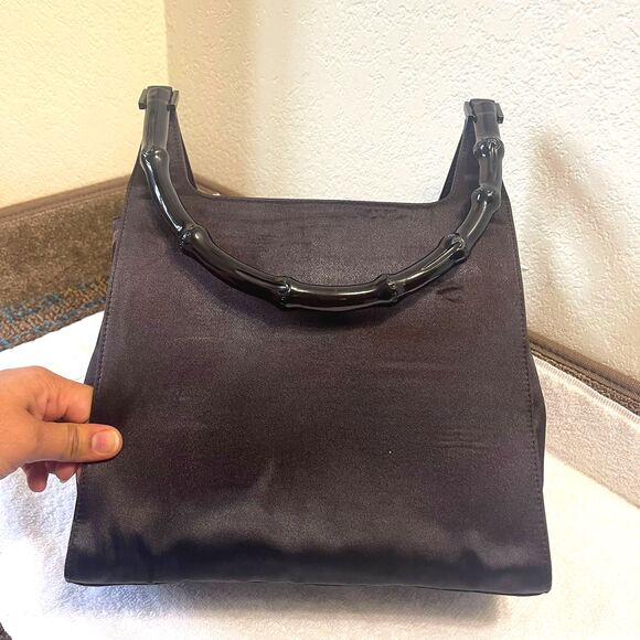 Vintage GUCCI Women's Bamboo Handle Hobo Satin Brown Shoulder Handbag - Picture 3 of 13